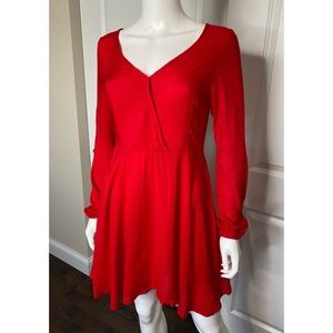 Red V-Neck Mini Dress